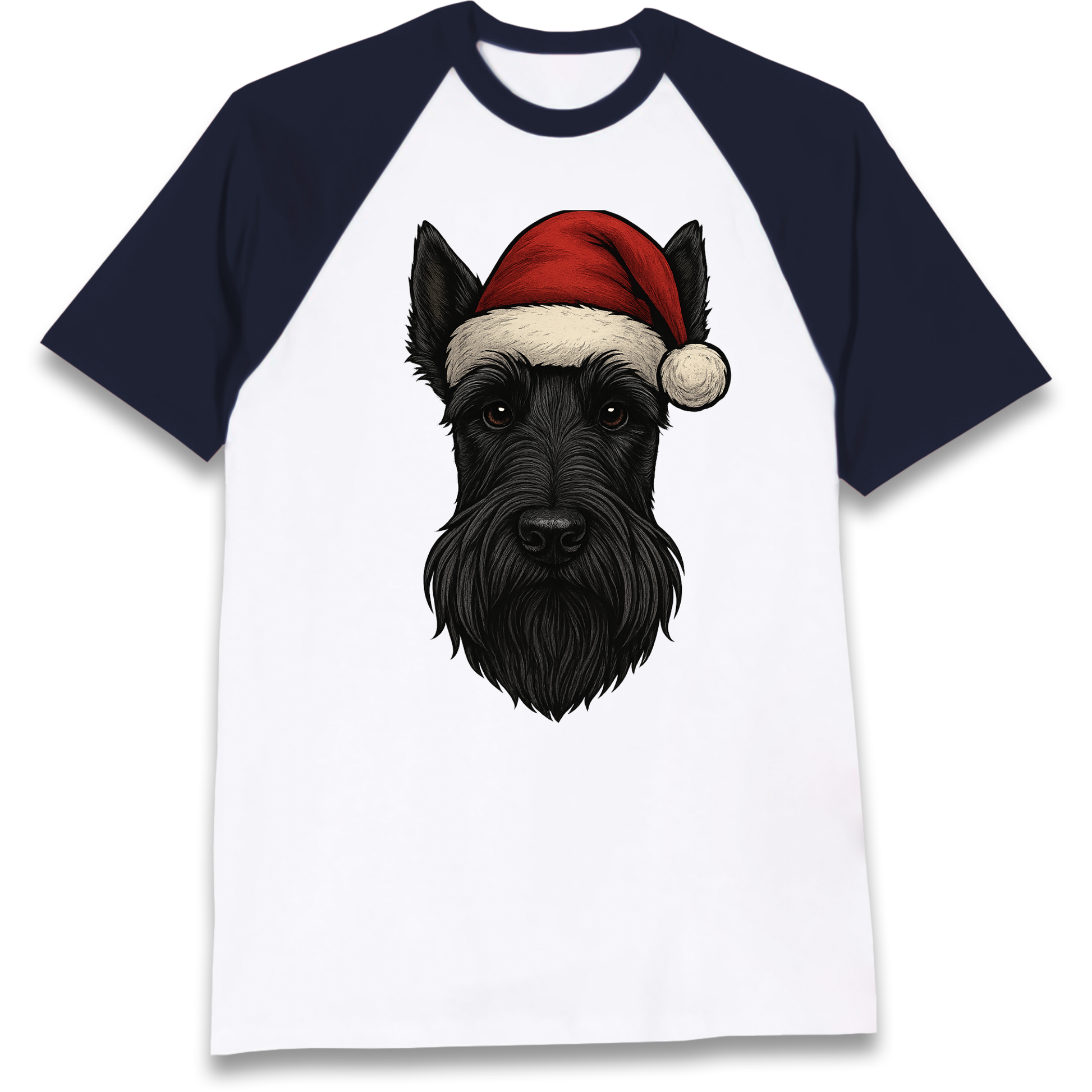 Scottish Terrier Face Christmas Raglan T Shirt