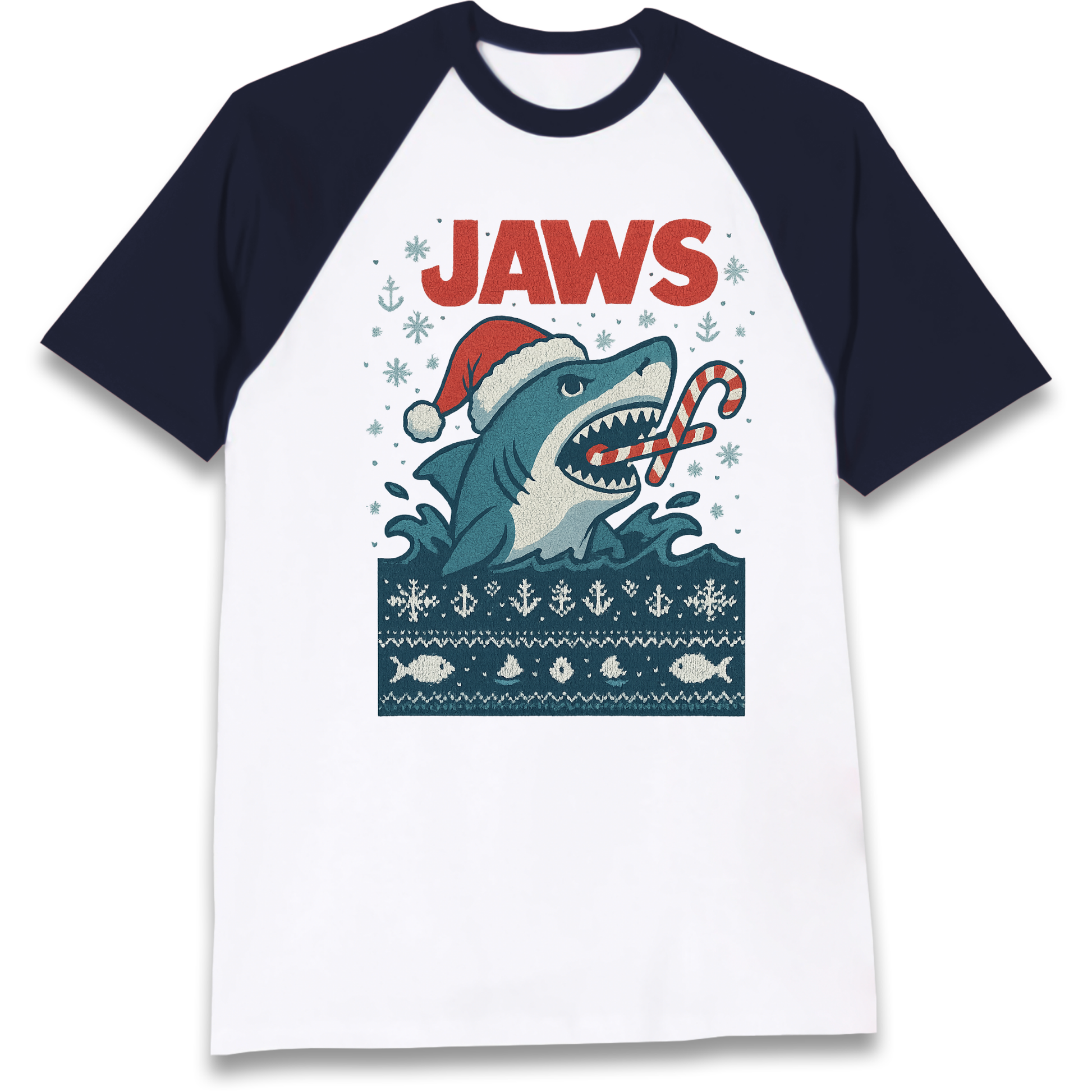 Jaws Christmas Raglan T Shirt