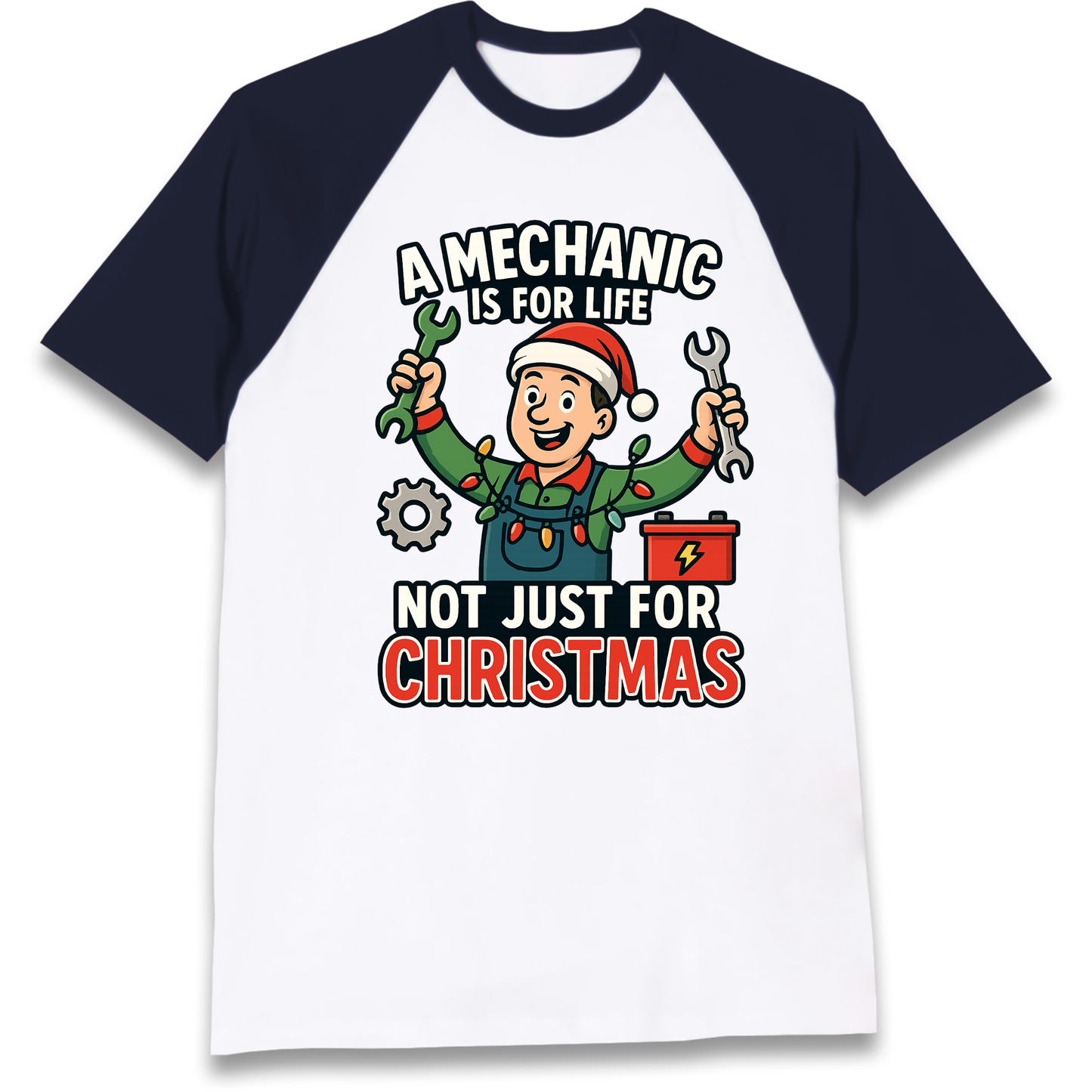 Mechanic Christmas Raglan T Shirt