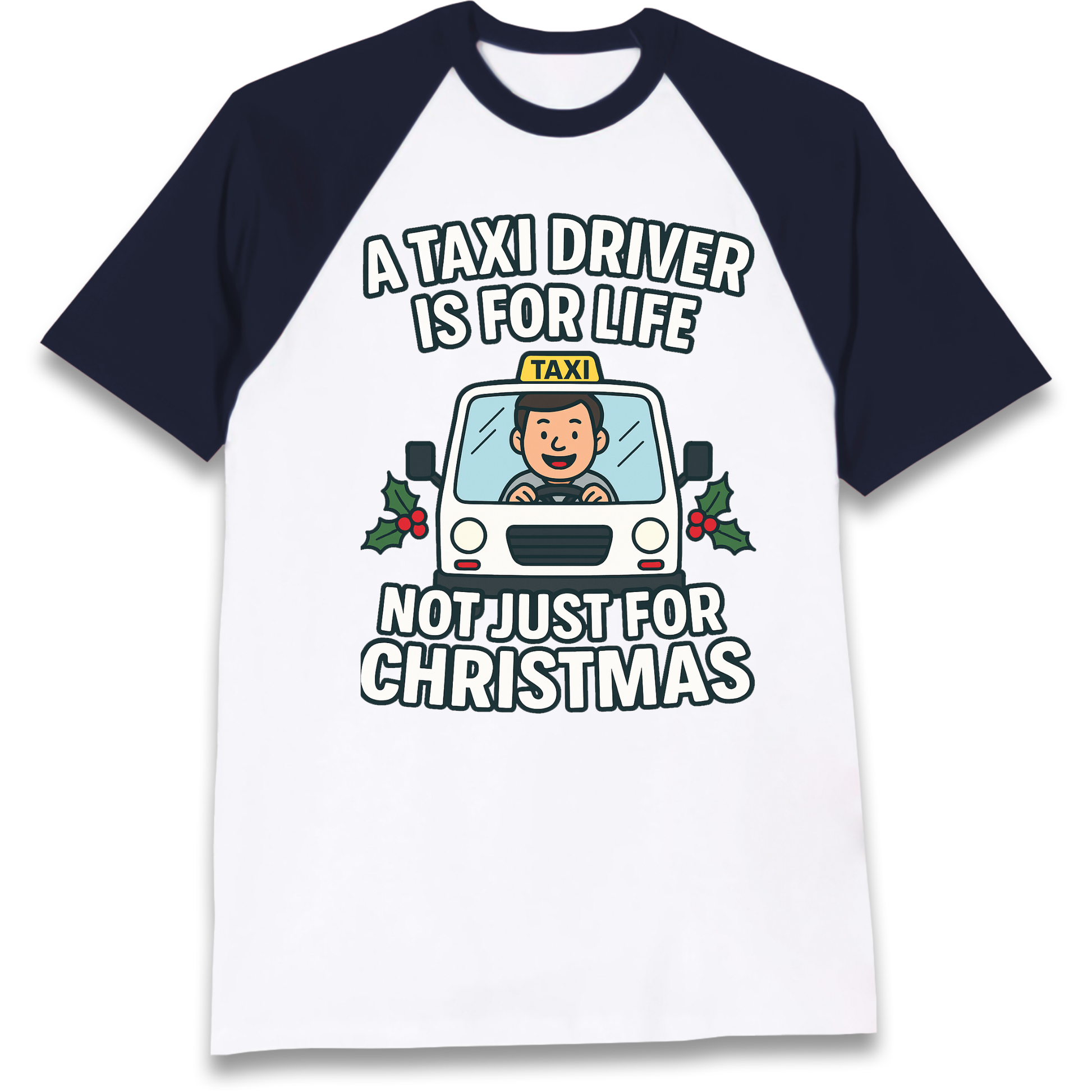 Taxi Driver Christmas Raglan T Shirt