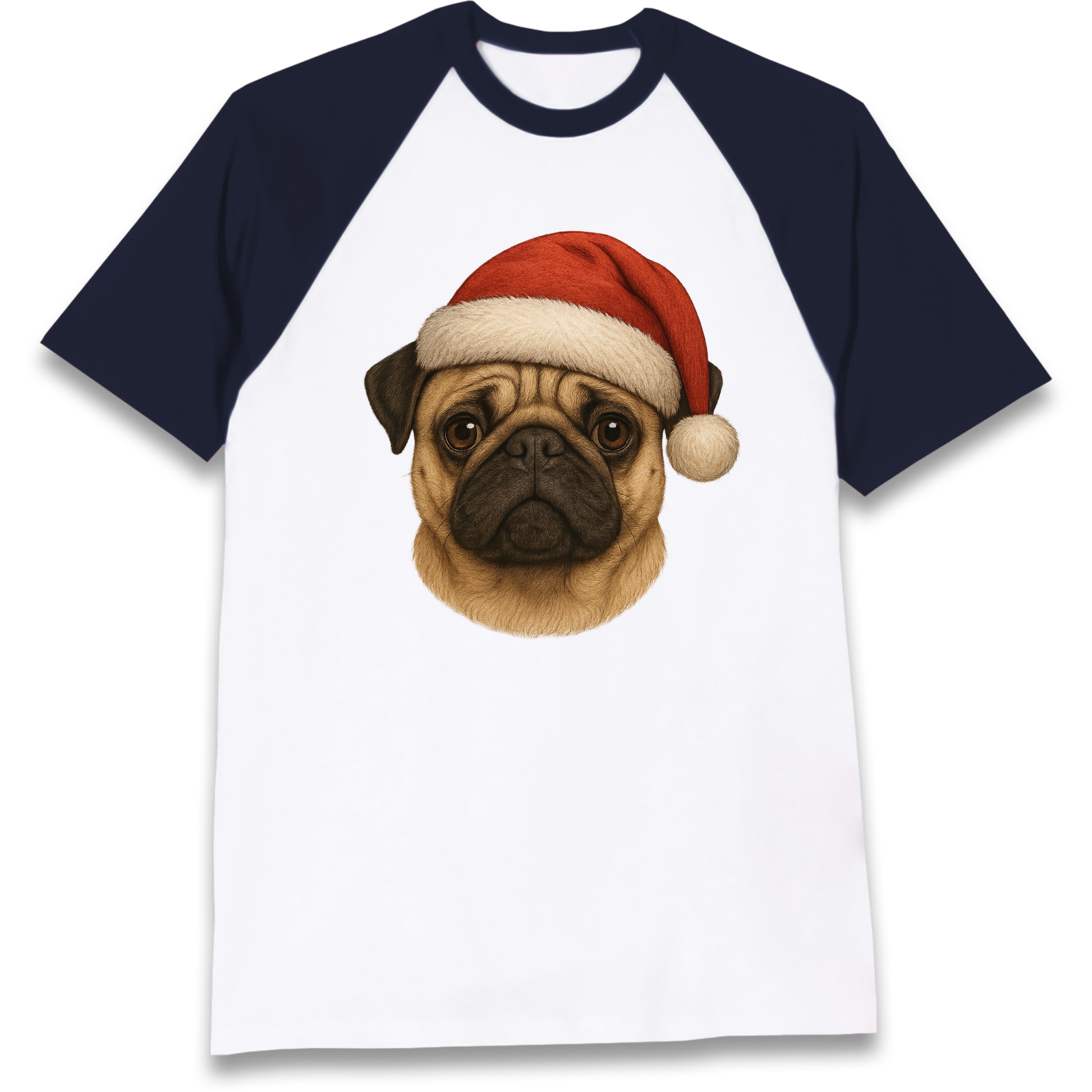 Pug Face Christmas Raglan T Shirt
