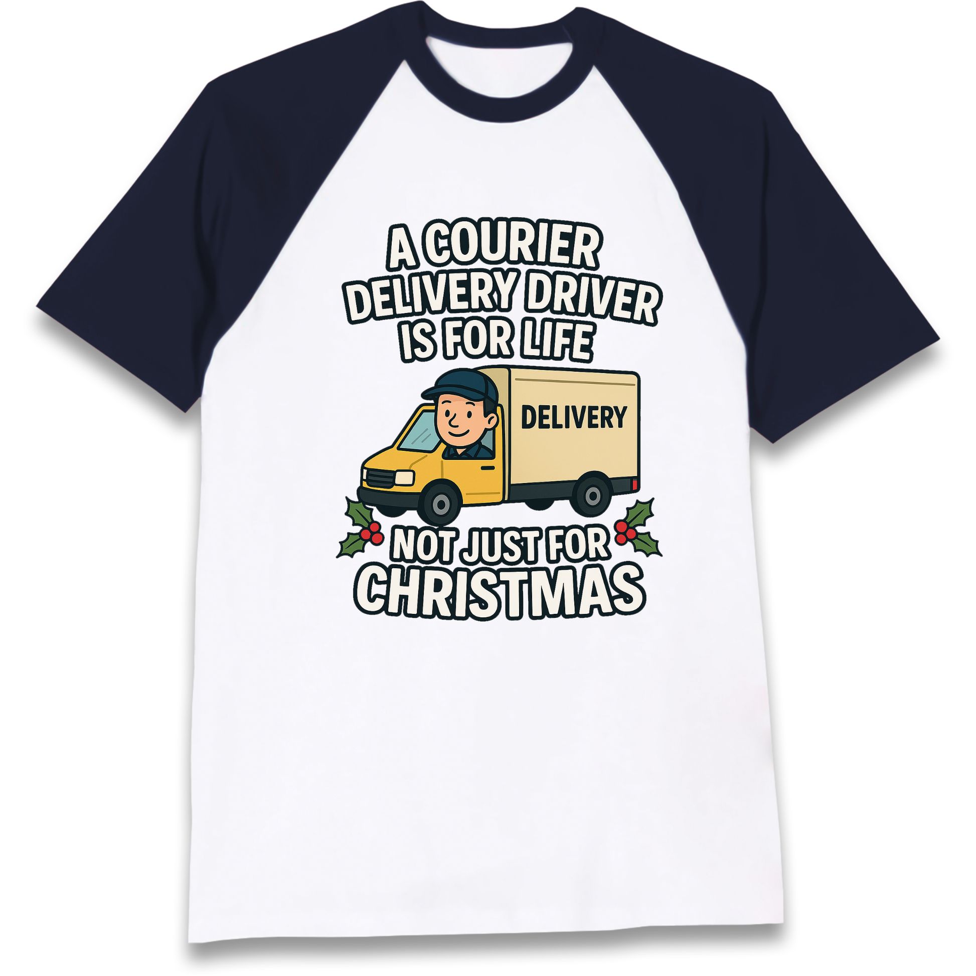 Courier Delivery Driver Christmas Raglan T Shirt
