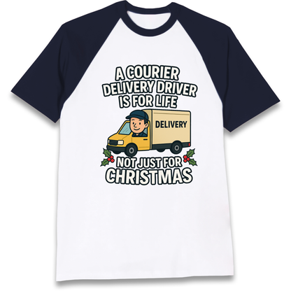 Courier Delivery Driver Christmas Raglan T Shirt