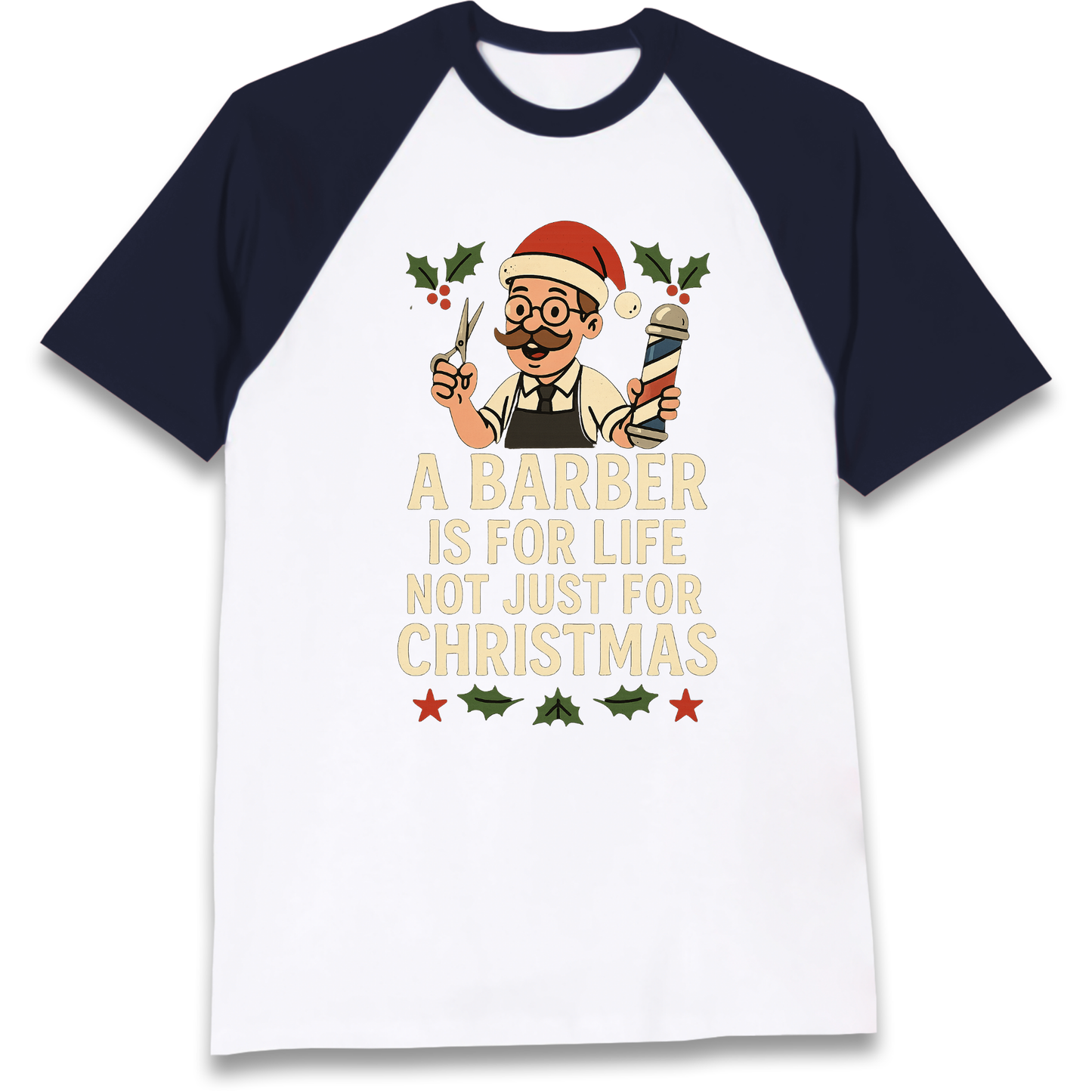 Barber Christmas Raglan T Shirt