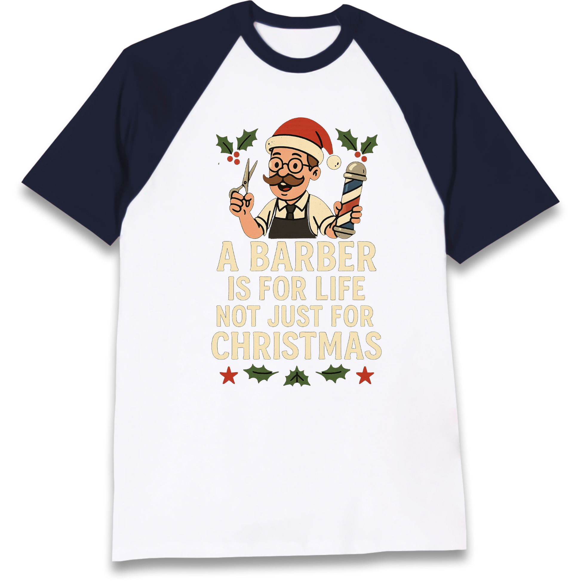 Barber Christmas Raglan T Shirt