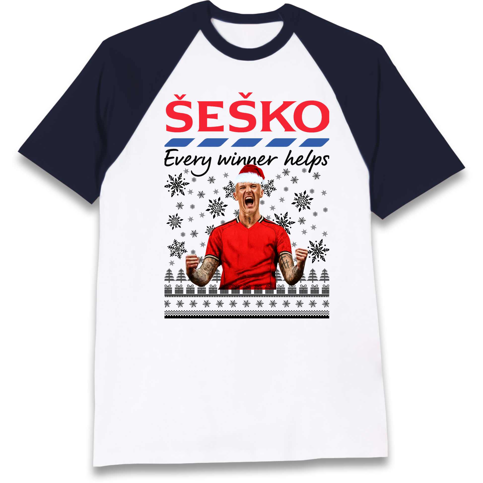 Benjamin Sesko Christmas Raglan T Shirt