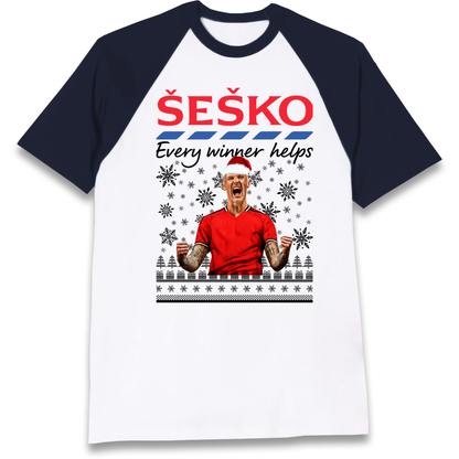 Benjamin Sesko Christmas Raglan T Shirt