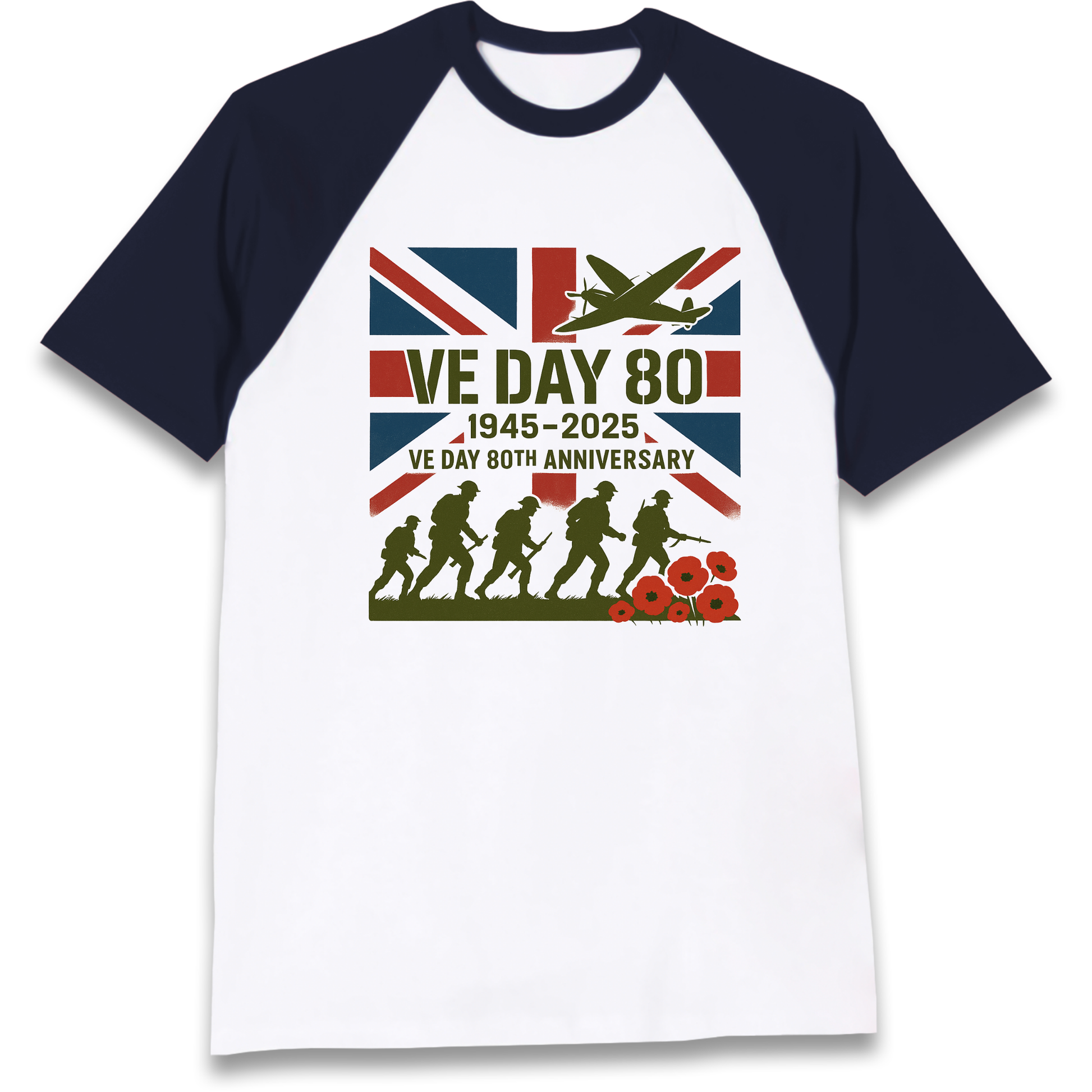 VE Day 80th Anniversary 1945 2025 Raglan T Shirt