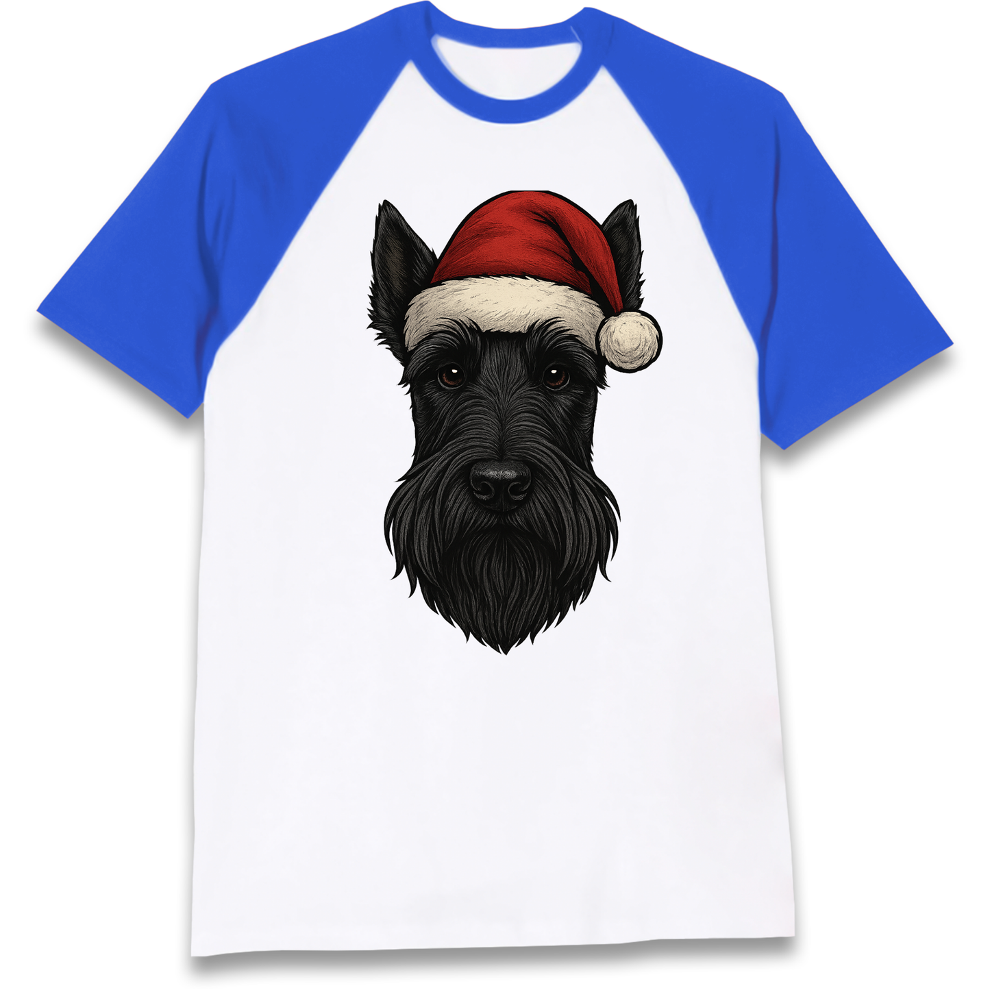 Scottish Terrier Face Christmas Raglan T Shirt