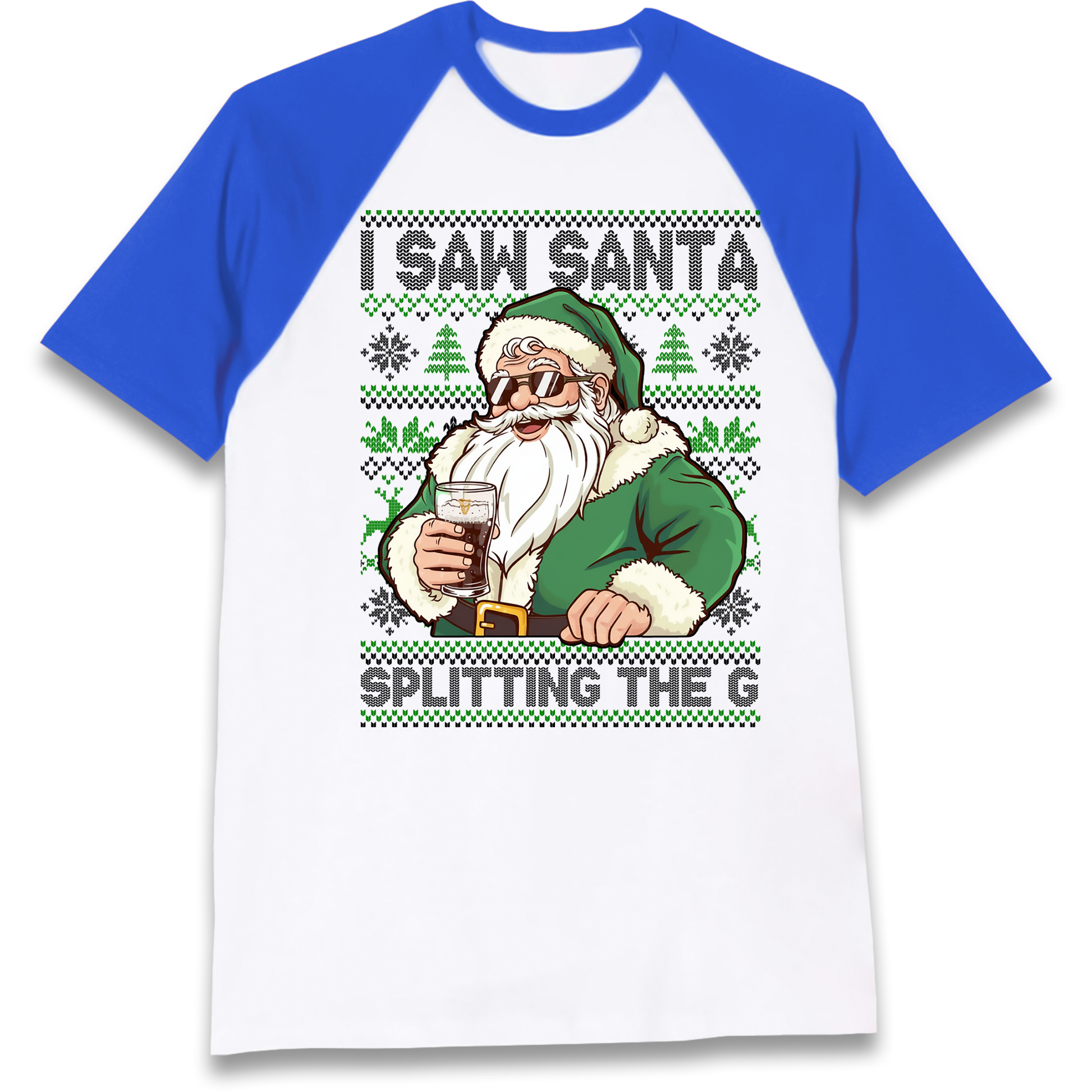 Santa Splitting The G Raglan T Shirt