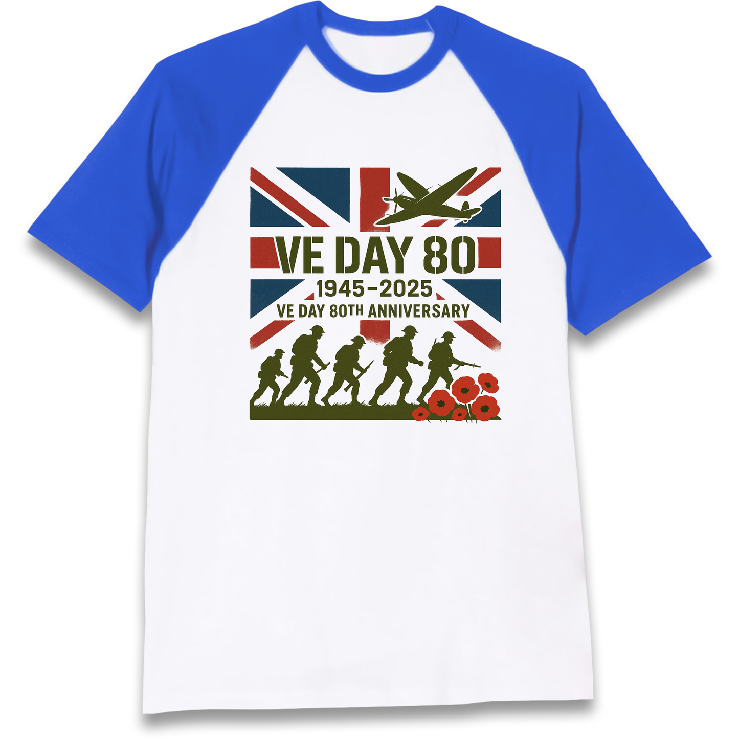 VE Day 80th Anniversary 1945 2025 Raglan T Shirt