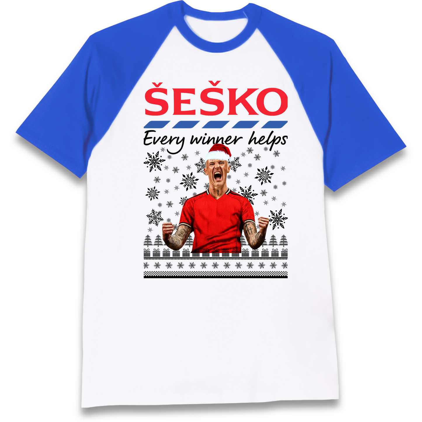 Benjamin Sesko Christmas Raglan T Shirt