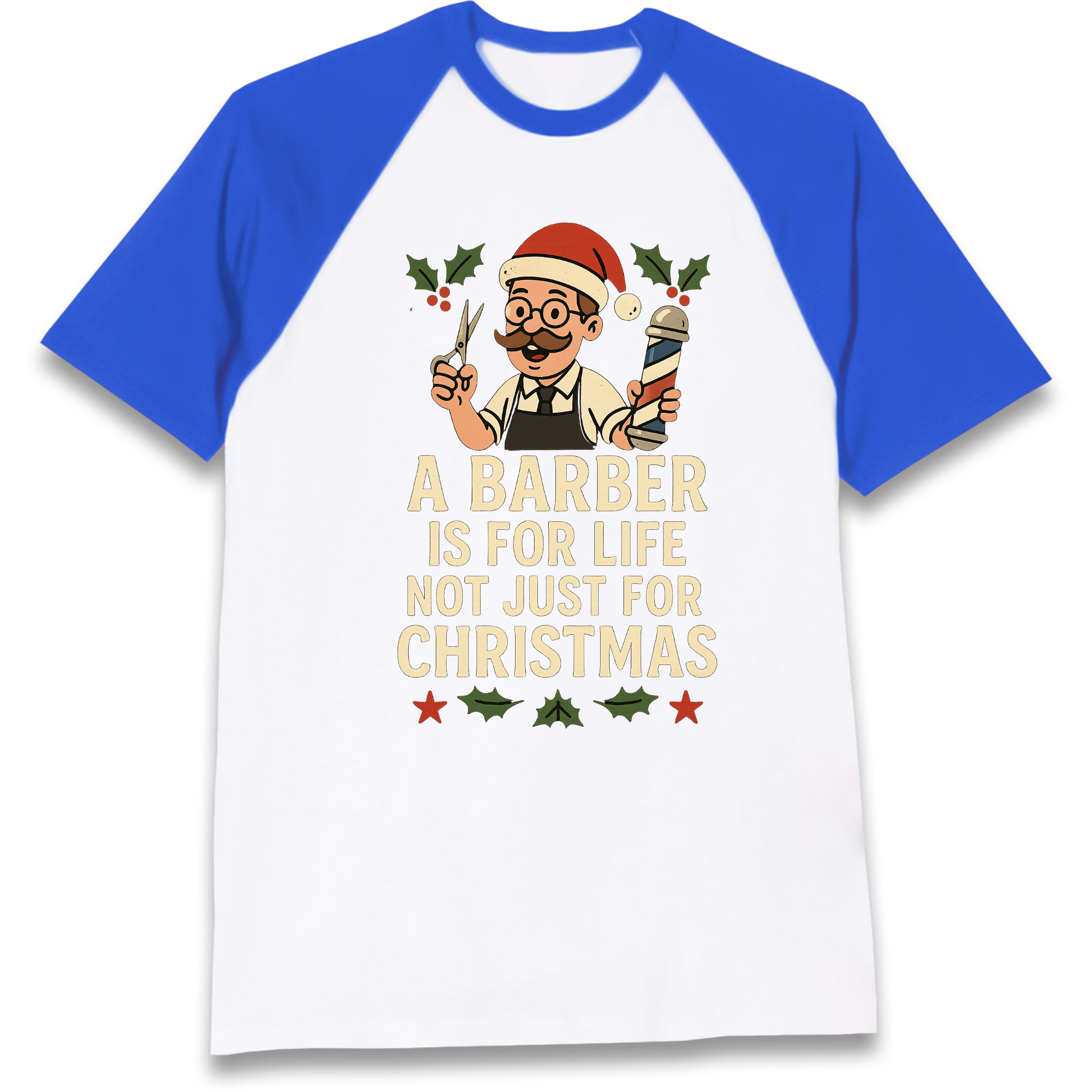 Barber Christmas Raglan T Shirt