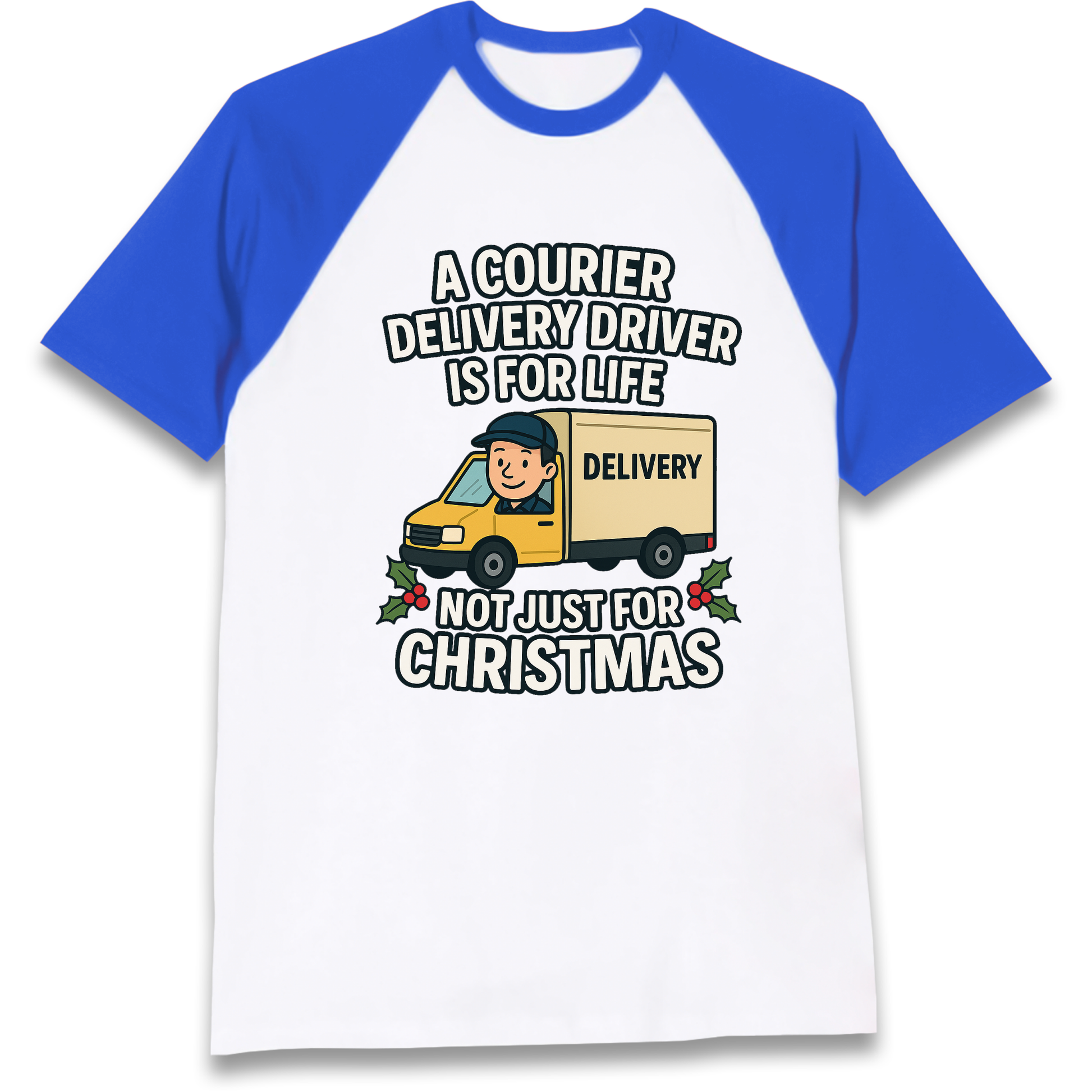 Courier Delivery Driver Christmas Raglan T Shirt