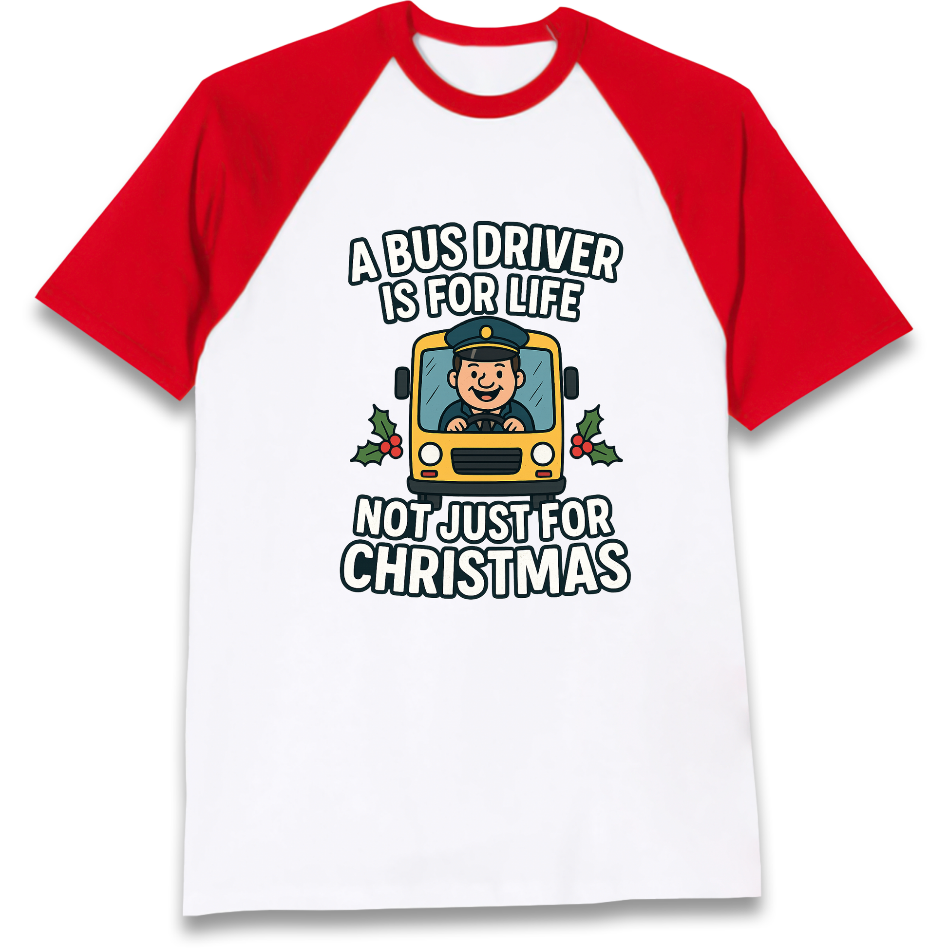 Bus Driver Christmas Raglan T Shirt