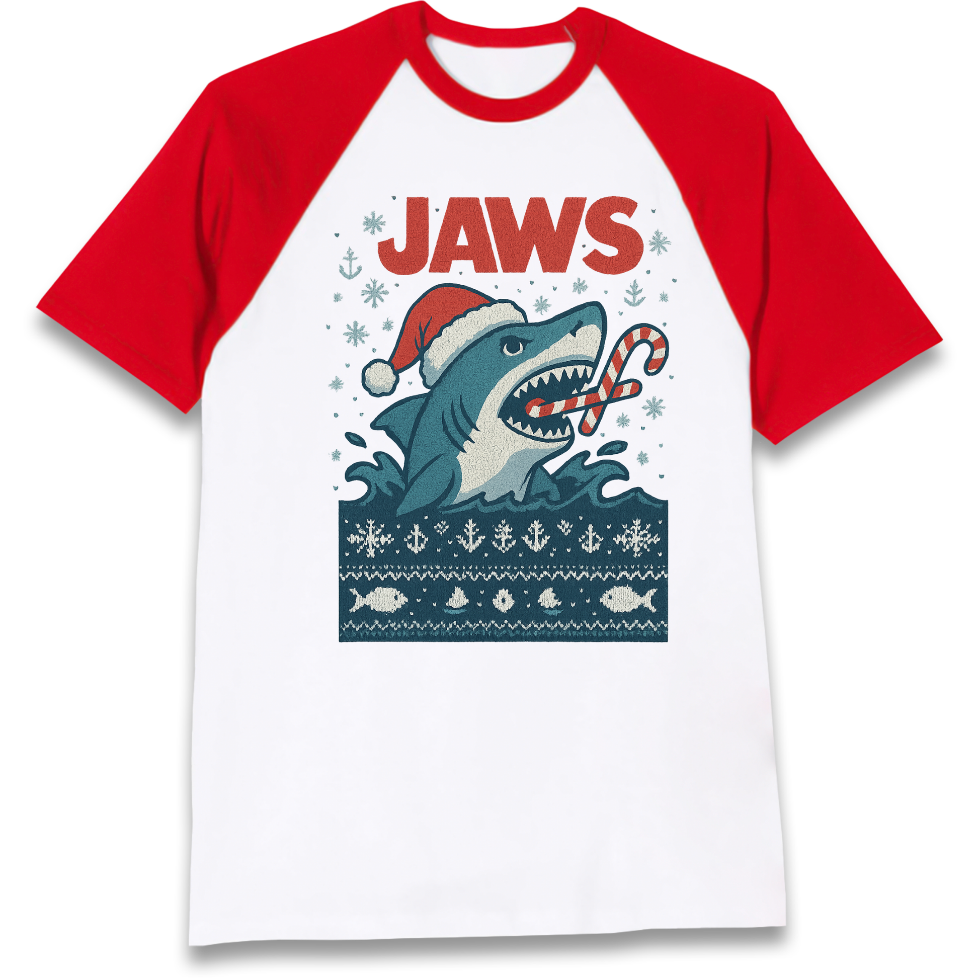 Jaws Christmas Raglan T Shirt