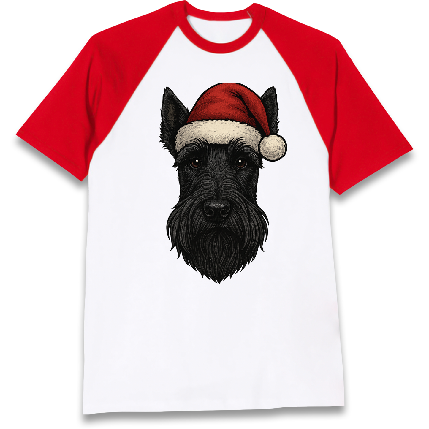 Scottish Terrier Face Christmas Raglan T Shirt