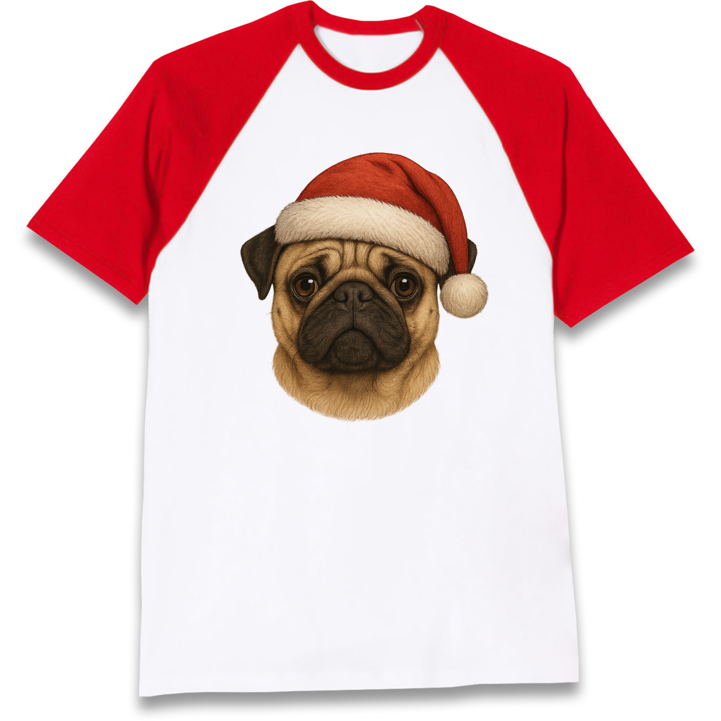 Pug Face Christmas Raglan T Shirt
