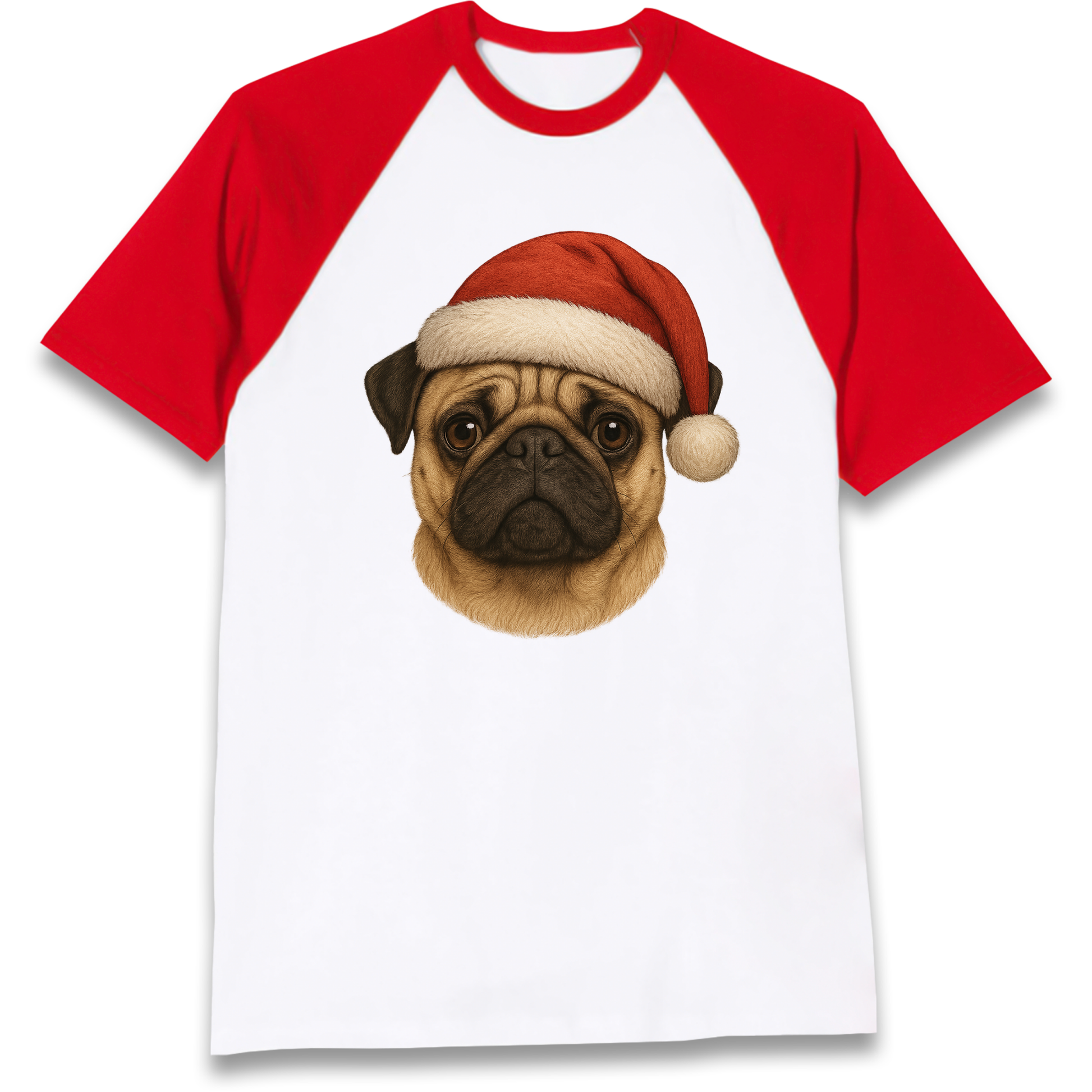 Pug Face Christmas Raglan T Shirt