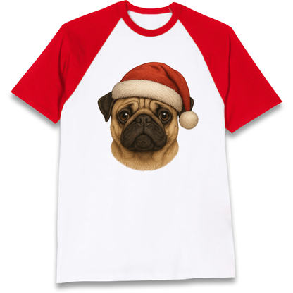 Pug Face Christmas Raglan T Shirt