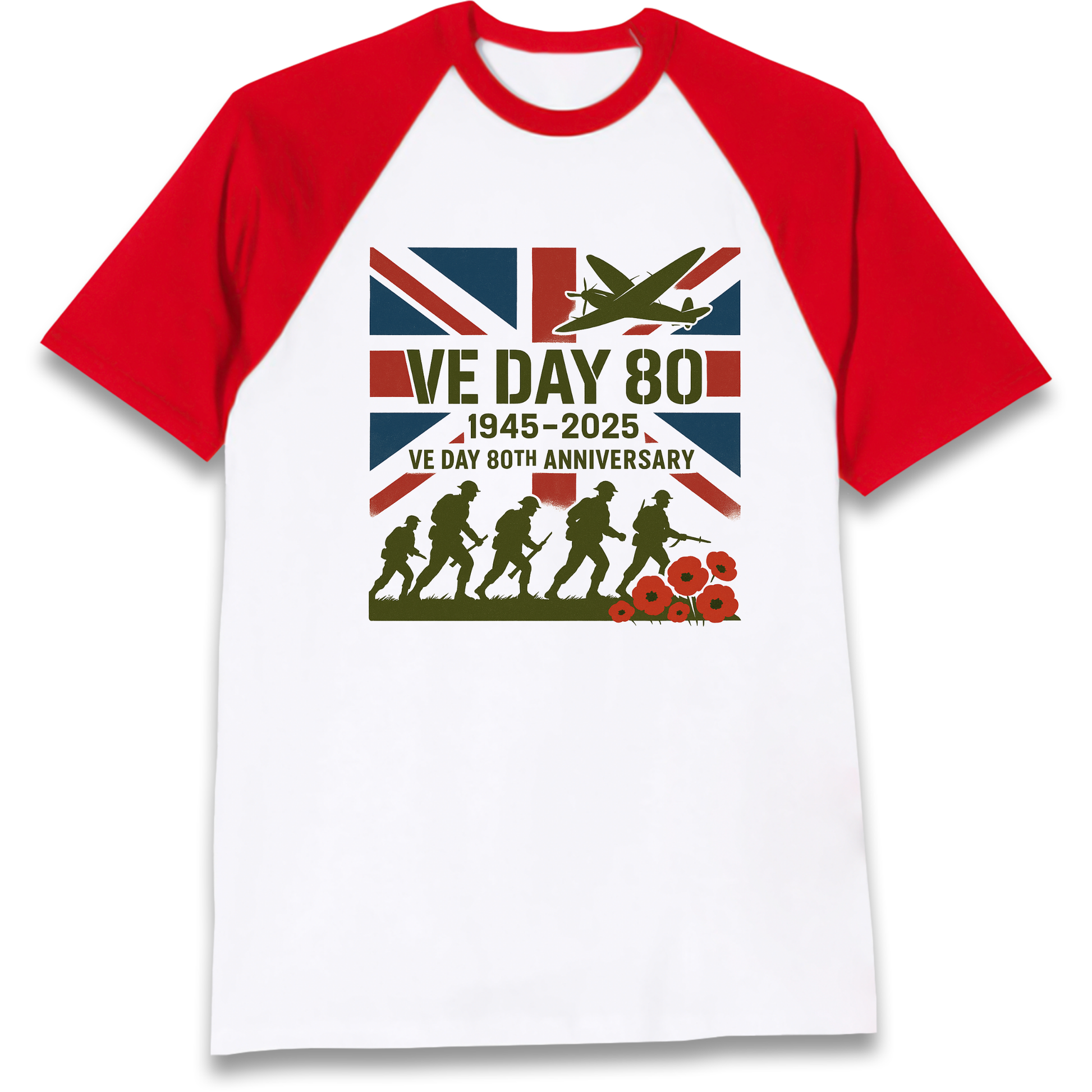 VE Day 80th Anniversary 1945 2025 Raglan T Shirt