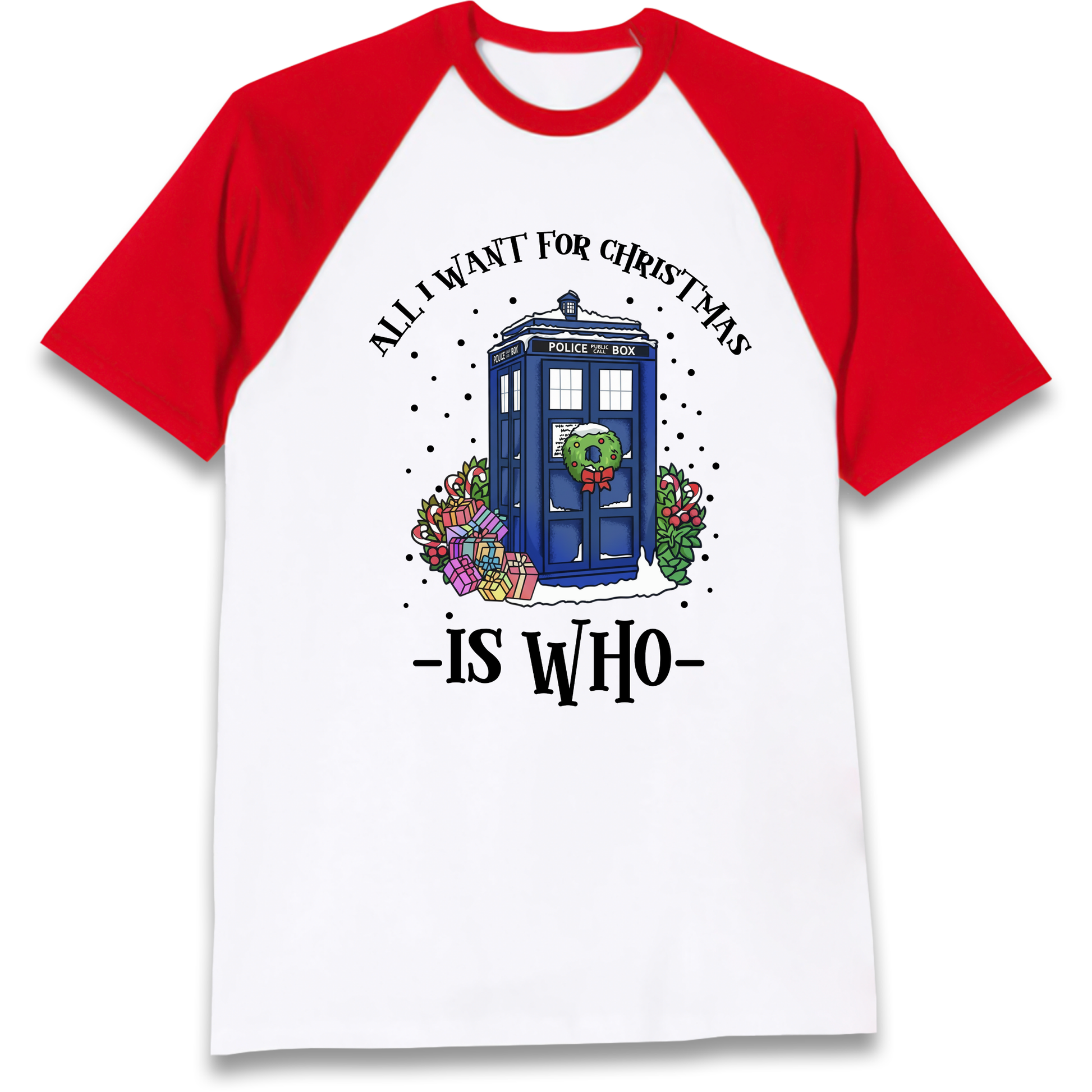 Dr Who Christmas Raglan T Shirt