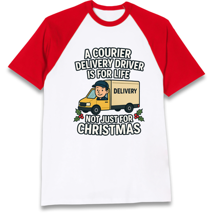 Courier Delivery Driver Christmas Raglan T Shirt