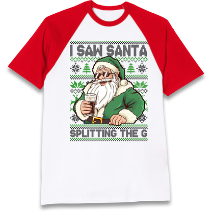 Santa Splitting The G Raglan T Shirt