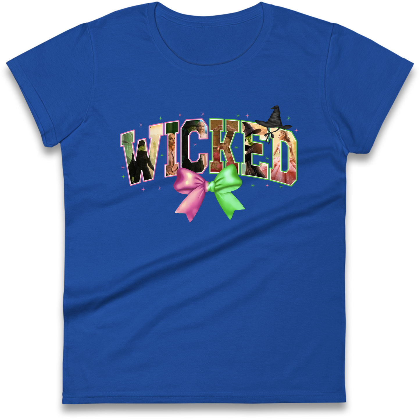 Wicked Pink and Green Bow Ladies T Shirt 