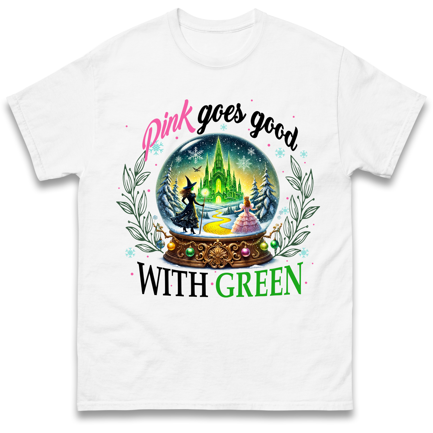 Wicked Pink Goes Good With Green Adult T Shirt