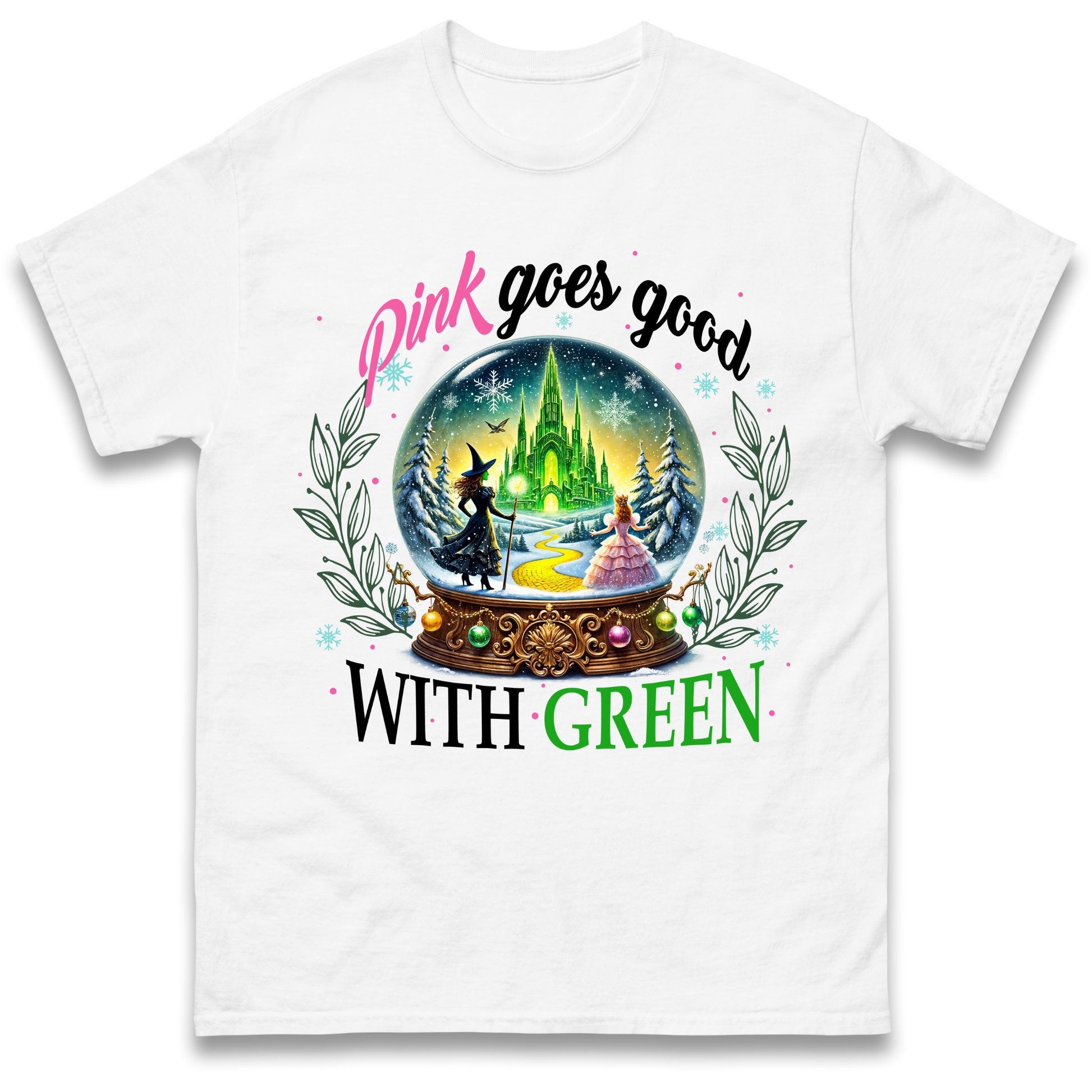 Wicked Pink Goes Good With Green Adult T Shirt