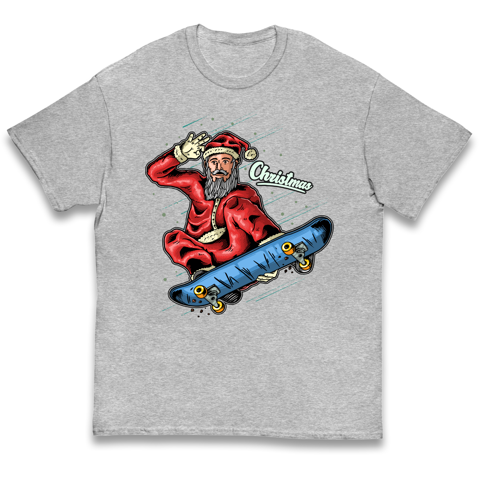 Santa Skateboarding Christmas kids t shirt