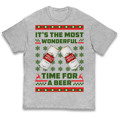 Its The Most Wonderful Time for A Beer Stella Christmas kids t shirt