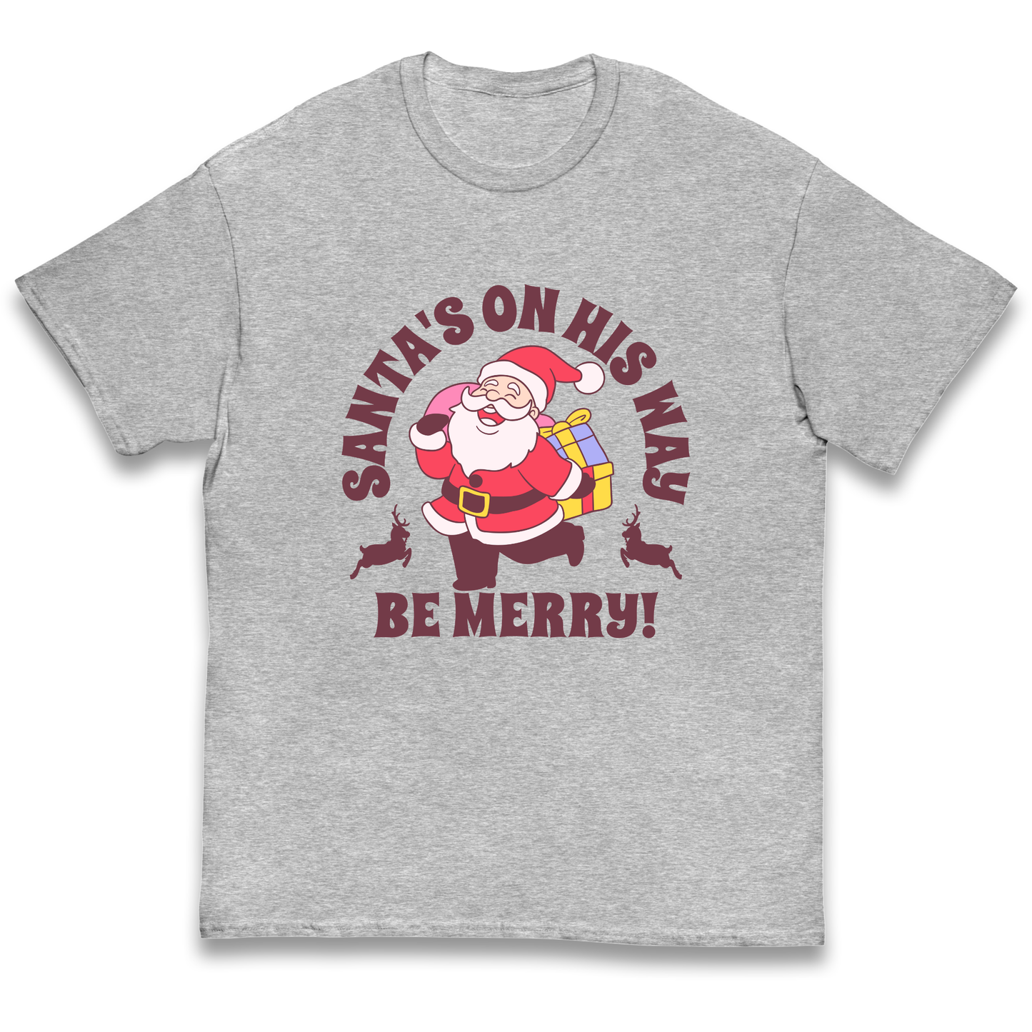 Santa's On His Way Christmas kids t shirt