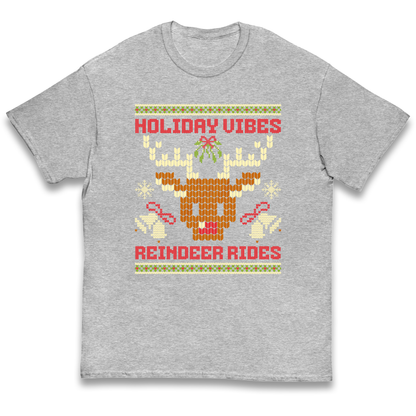Holiday Vibes Reindeer Rides Christmas kids t shirt