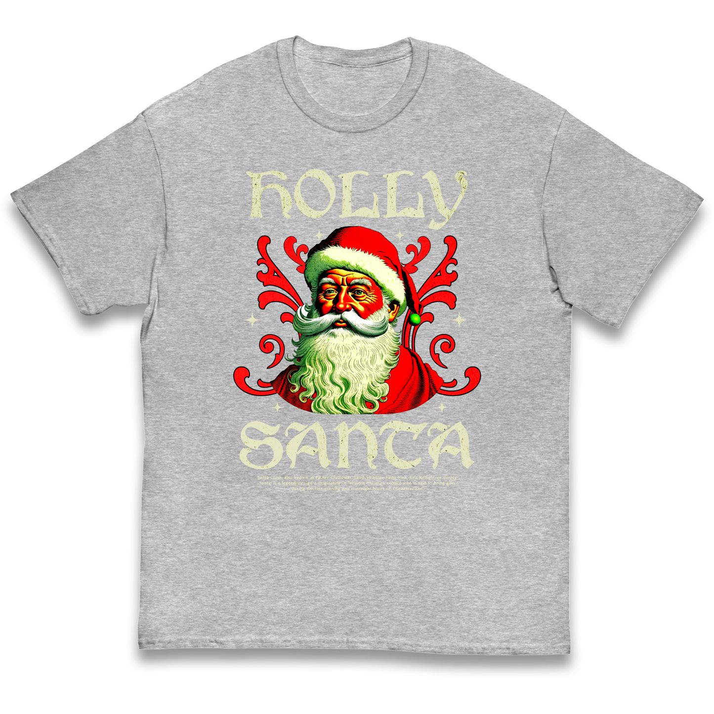 Holly Santa Christmas kids t shirt