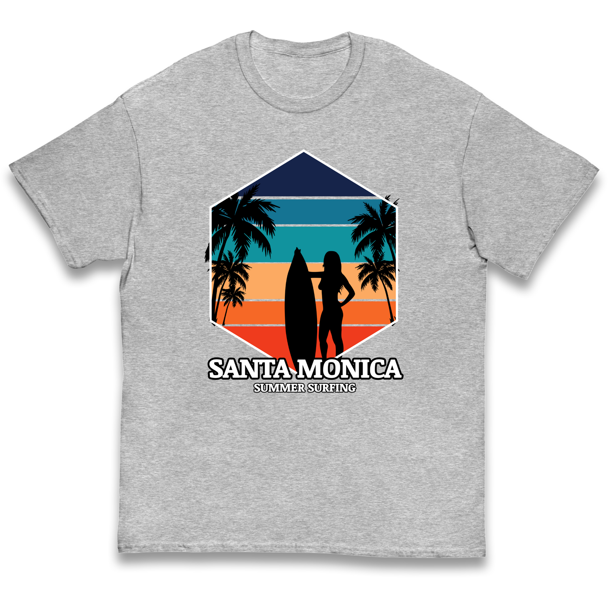Santa Monica Summer Surfing kids t shirt