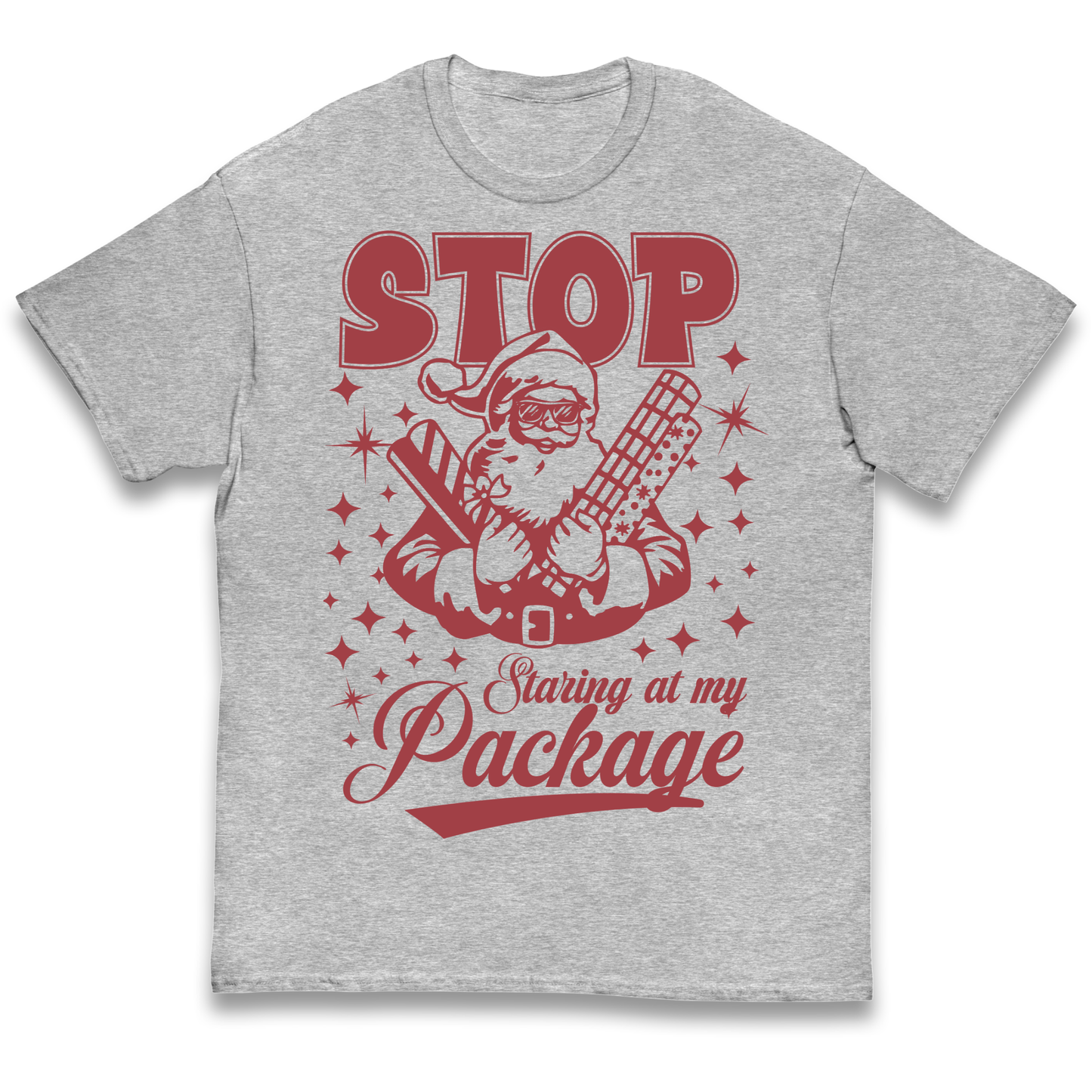 Stop Staring at My Package Christmas kids t shirt