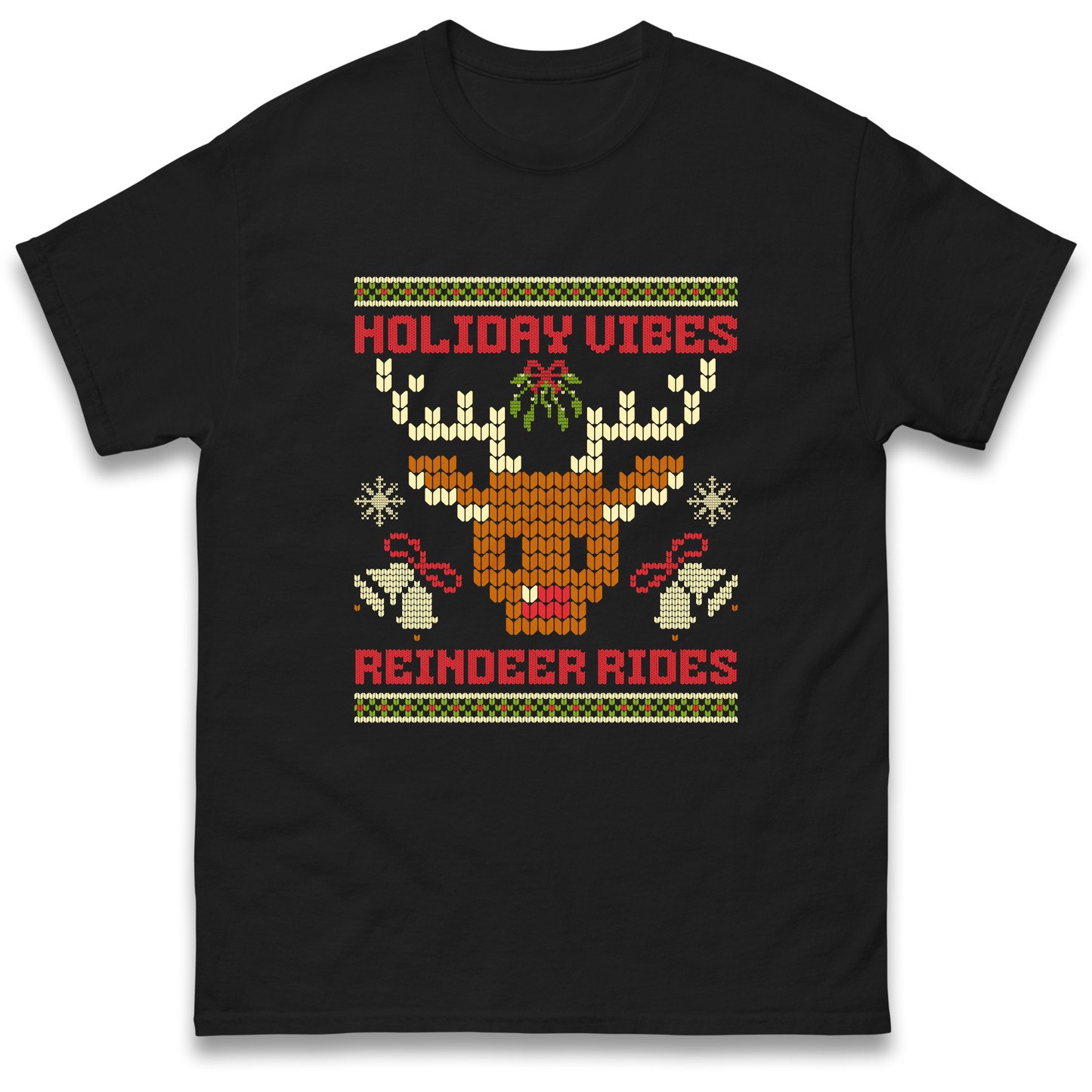 Holiday Vibes Reindeer Rides Christmas T Shirt