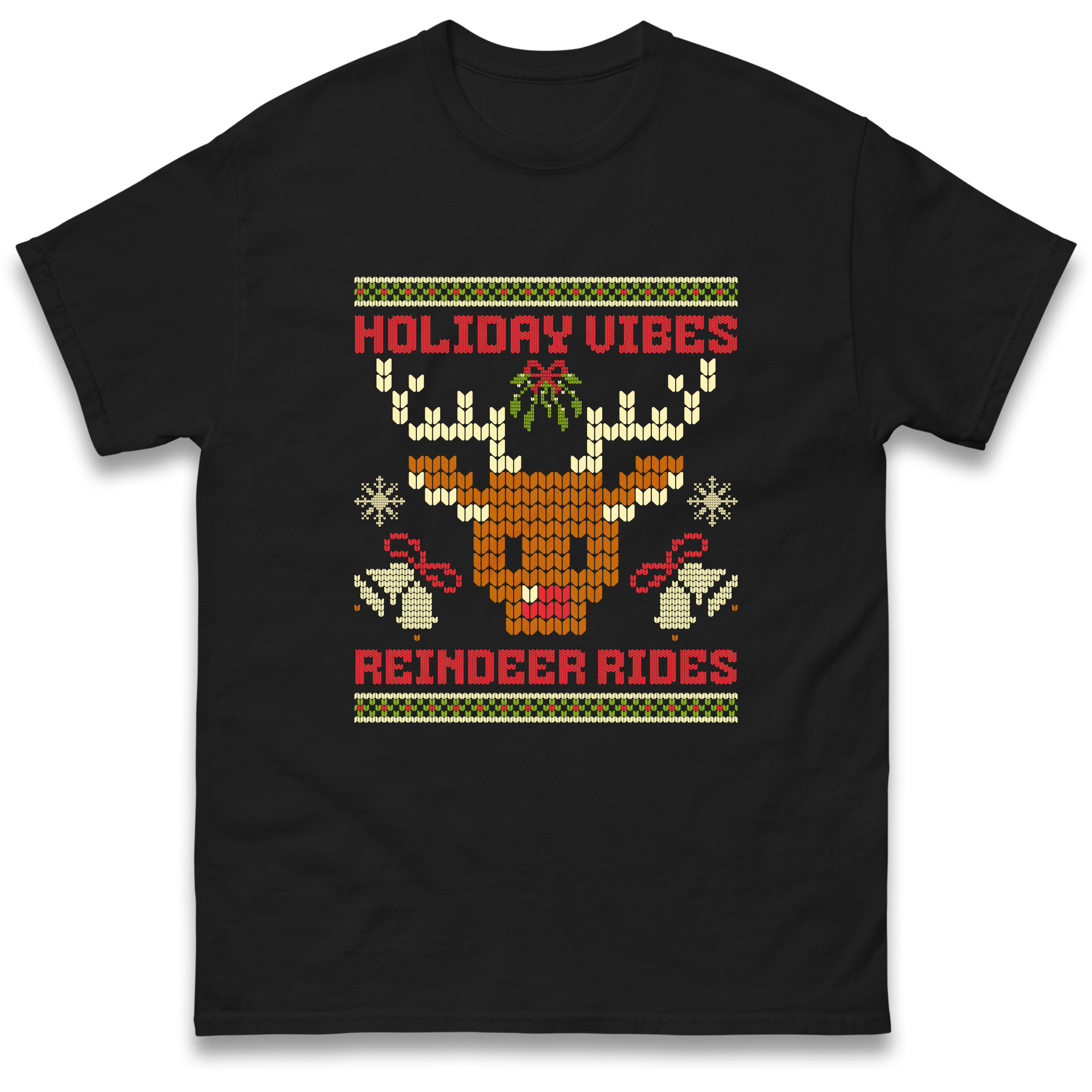 Holiday Vibes Reindeer Rides Christmas T Shirt
