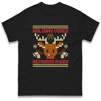 Holiday Vibes Reindeer Rides Christmas T Shirt