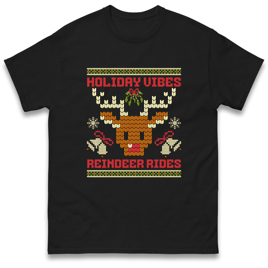 Holiday Vibes Reindeer Rides Christmas T Shirt