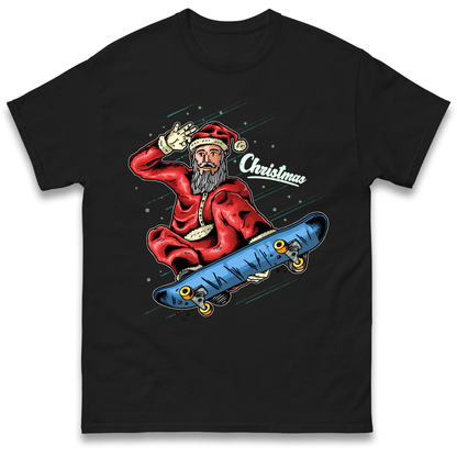 Santa Skateboarding Christmas T Shirt