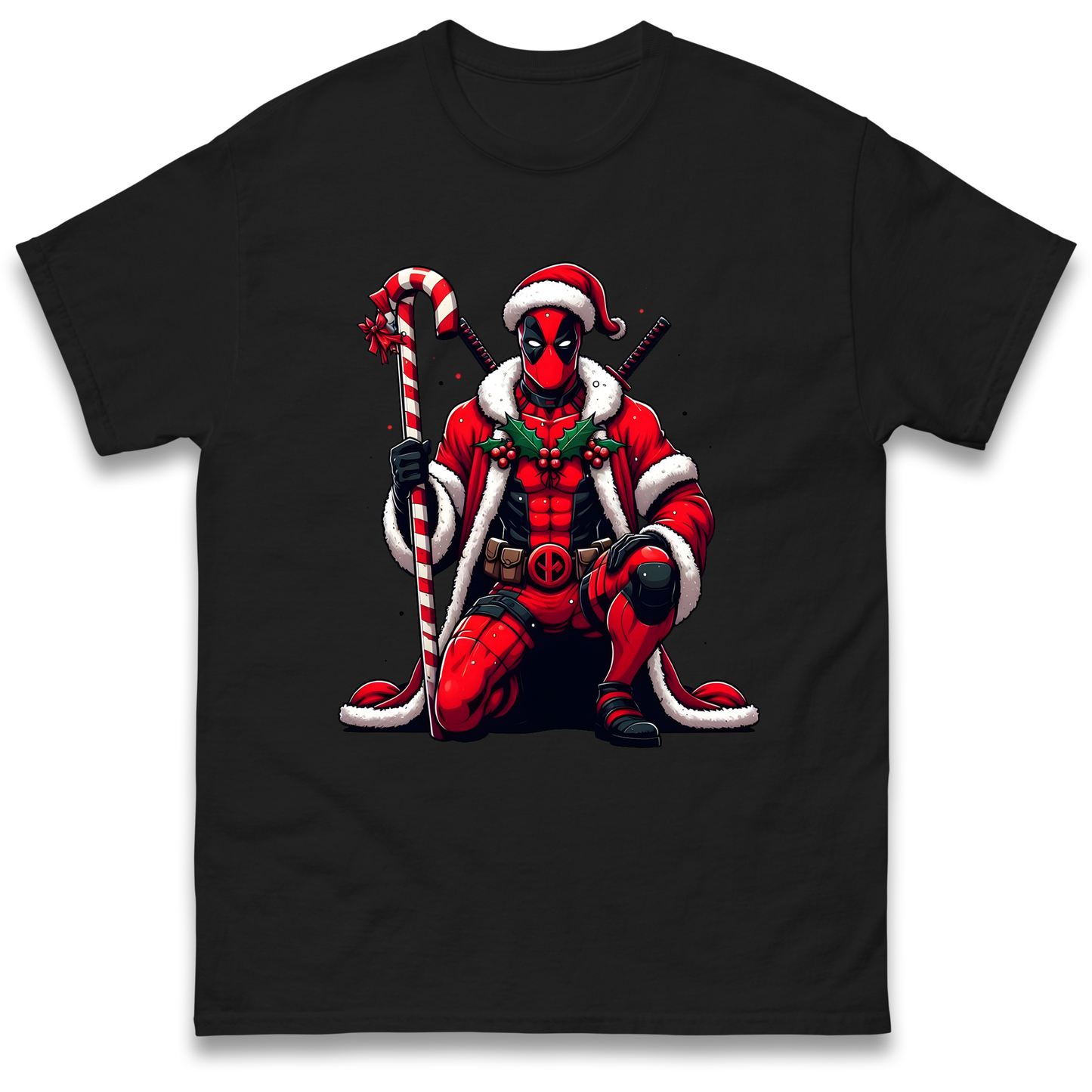 DeadPool Candy Cane Santa T Shirt