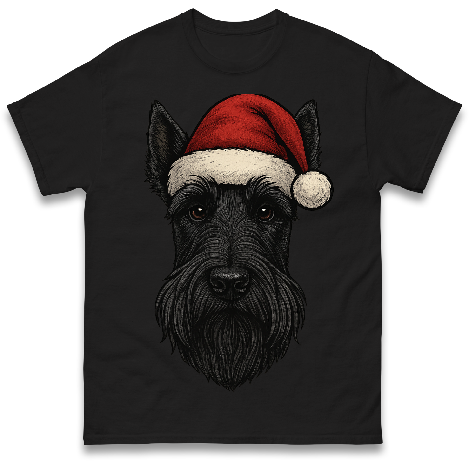 Scottish Terrier Face Christmas T Shirt
