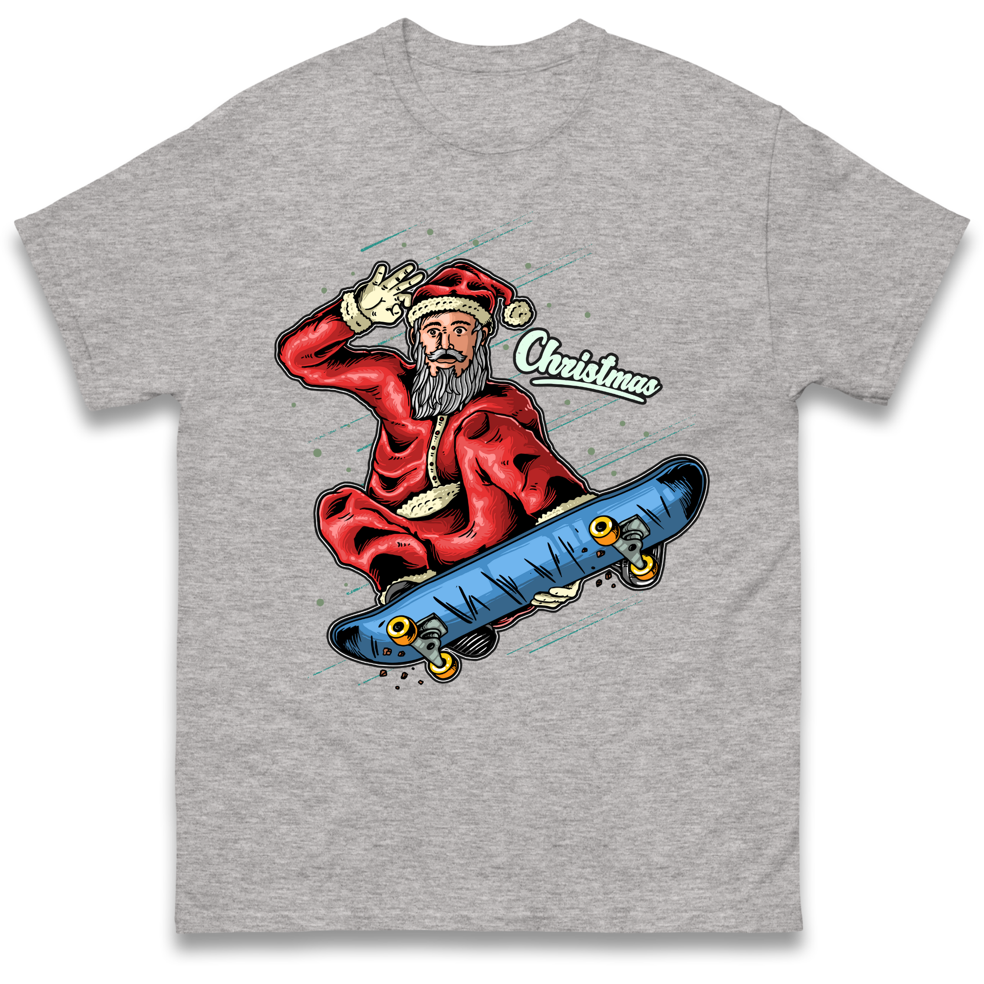 Santa Skateboarding Christmas T Shirt