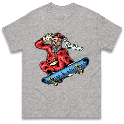 Santa Skateboarding Christmas T Shirt