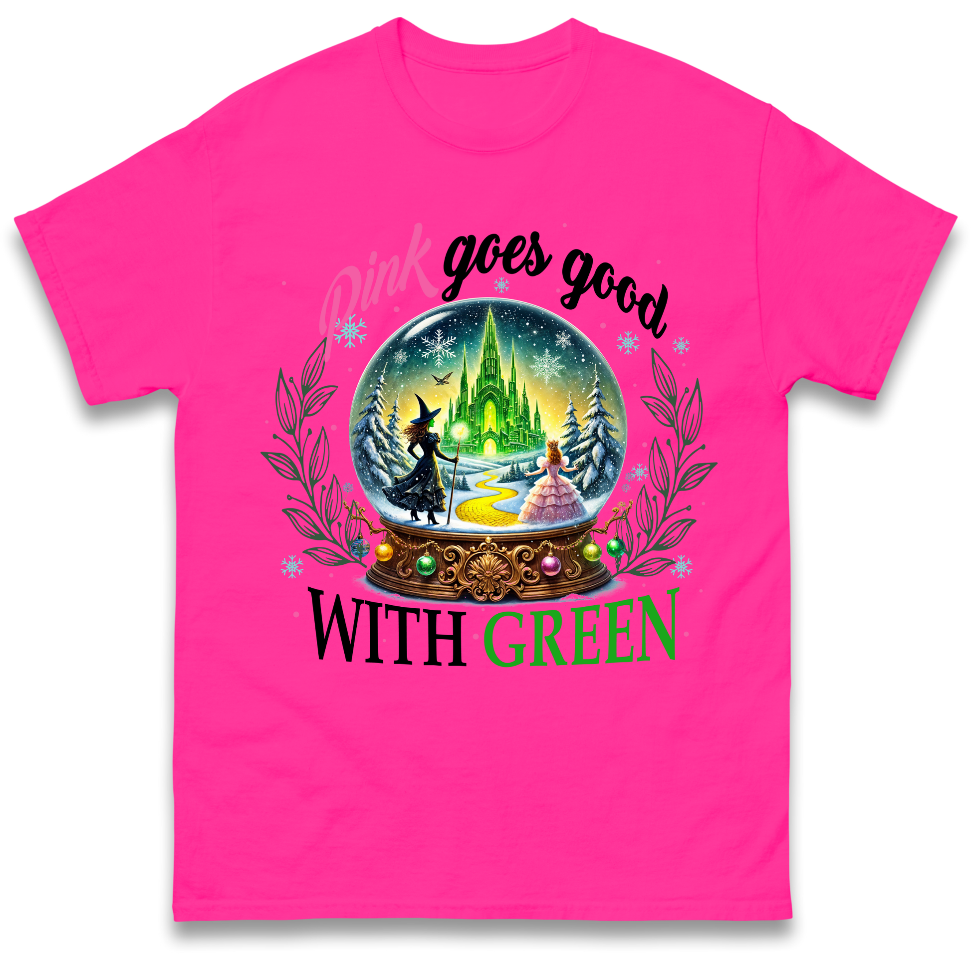 Wicked Pink Goes Good With Green Adult T Shirt
