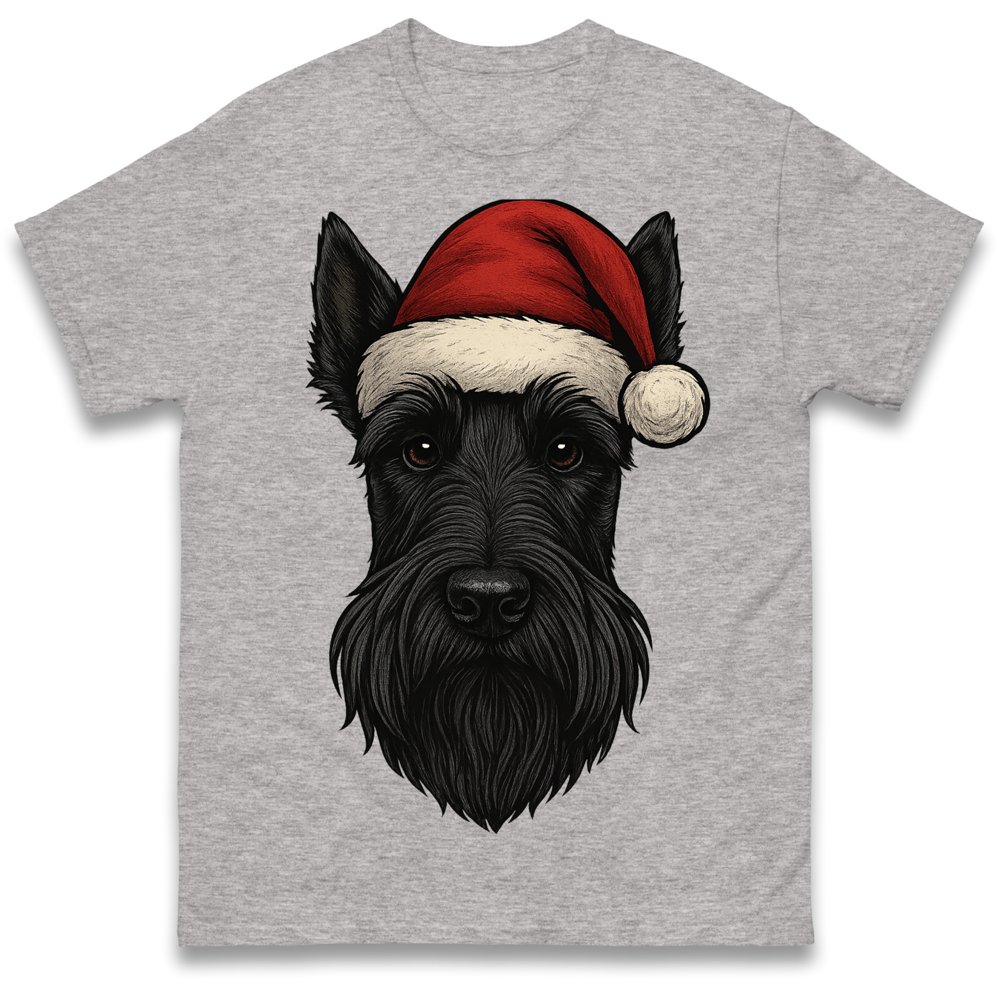 Scottish Terrier Face Christmas T Shirt