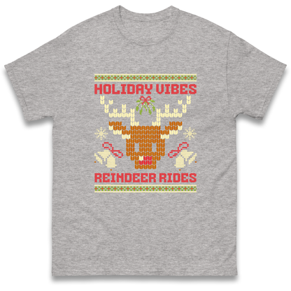 Holiday Vibes Reindeer Rides Christmas T Shirt